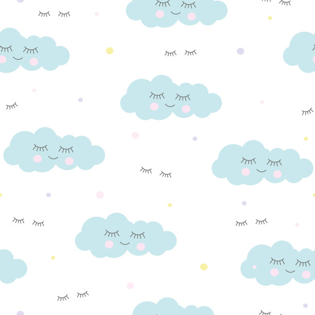 云的无缝背景。可爱的儿童图案作装饰。矢量插图印刷纺织品，纸张，壁纸，明信片，印刷品。图片下载