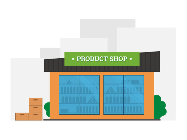 平面矢量插图的商店建筑。图片下载
