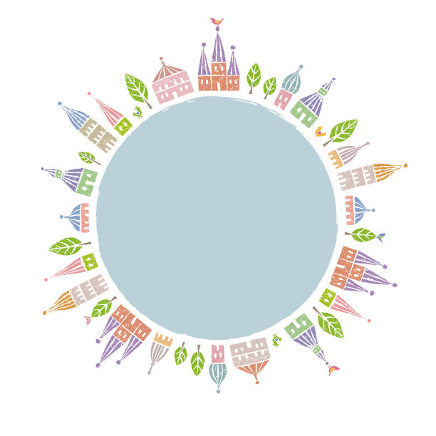 尖顶可爱的房子环绕着地球图片下载