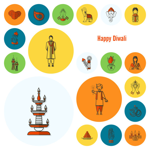 排灯节。印度节日图标图片下载