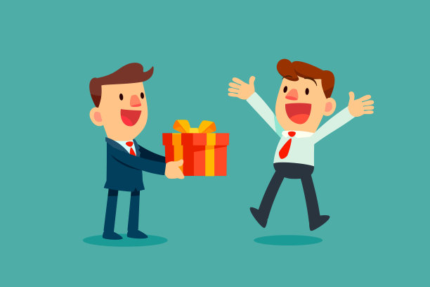 一个商人给另一个商人一个礼盒素材图片