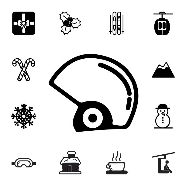 滑雪头盔图标。系列元素圣诞假日或新年图标。冬季优质平面设计收集图标，为网站，网页设计图片下载