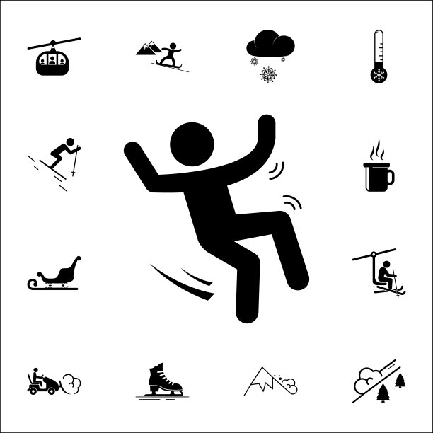 男人掉在雪图标上。系列元素圣诞假日或新年图标。冬季优质平面设计收集图标，为网站，网页设计图片下载