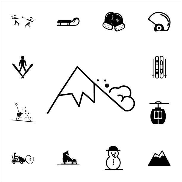 山图标。系列元素圣诞假日或新年图标。冬季优质平面设计收集图标，为网站，网页设计图片下载