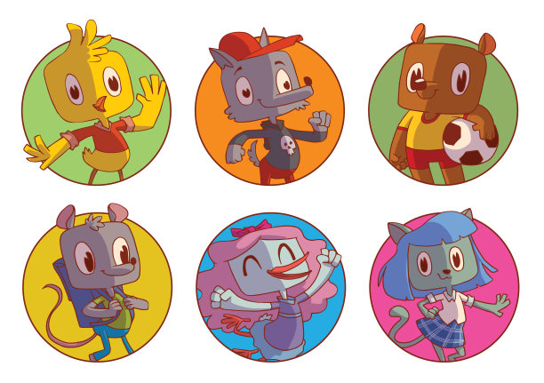 六套圆形框架与有趣的动物图片下载