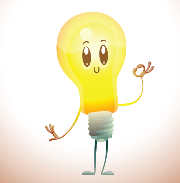 有趣的黄色灯泡显示OK标志图片下载