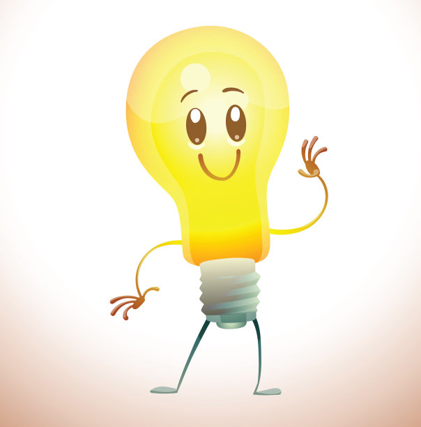 滑稽的黄色灯泡挥动着手图片下载