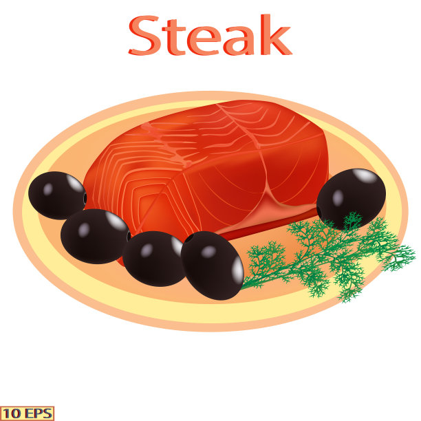 鲑鱼。鱼。牛排孤立的白色背景。三文鱼牛排鱼在现实主义风格。角。海鲜产品设计。向量。图片下载