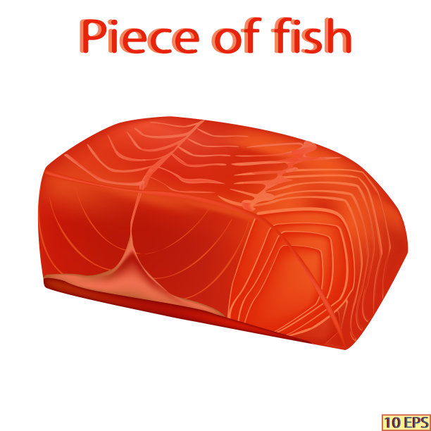 鱼。白色背景上孤立的鲑鱼排。写实风格的牛排鱼。向量。图片下载