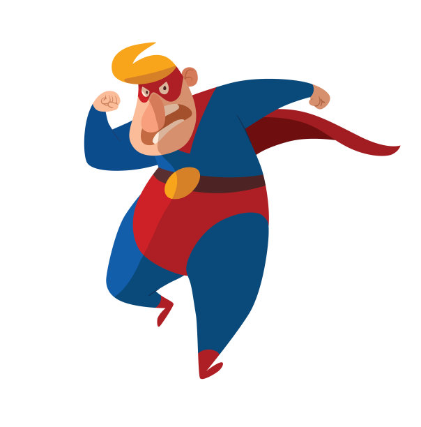 滑稽的胖超级英雄愤怒地走着图片下载