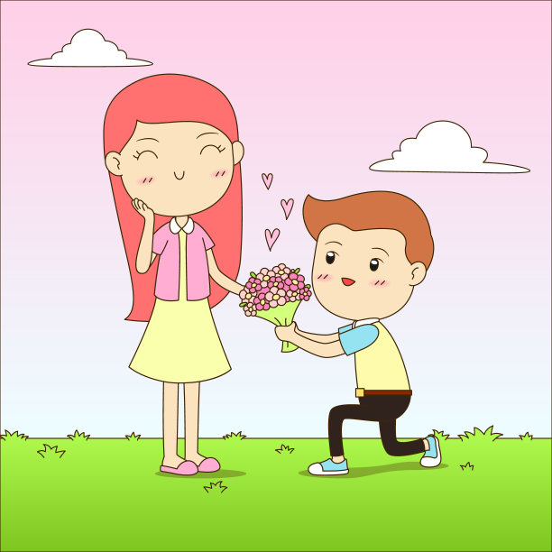 可爱的情侣爱卡通向量图片下载