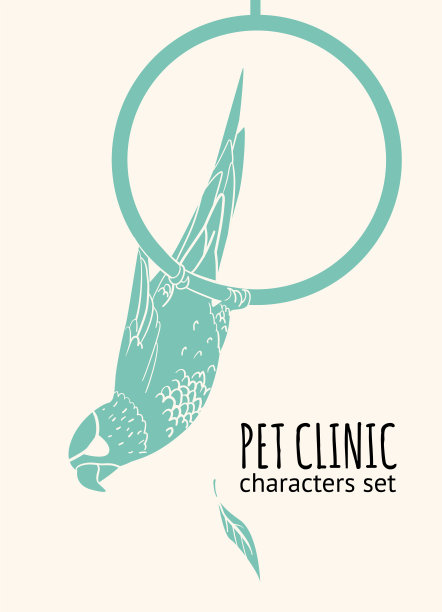 涂鸦风格的鹦鹉挂在铁环上。图片下载