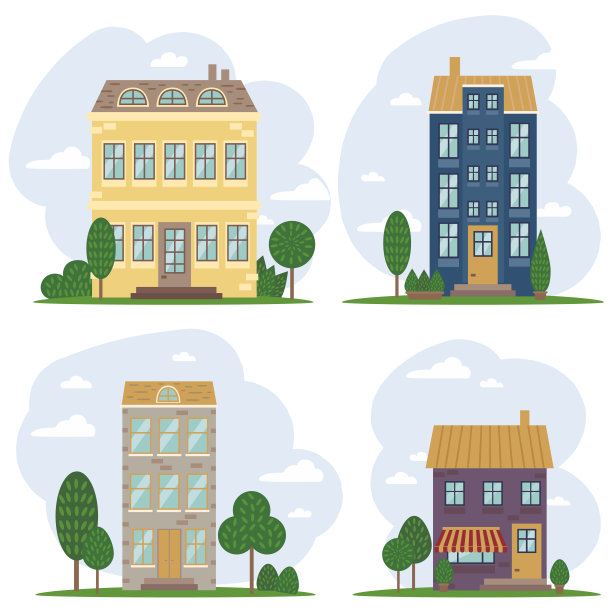 传统的欧洲建筑，古老的联排别墅图片下载