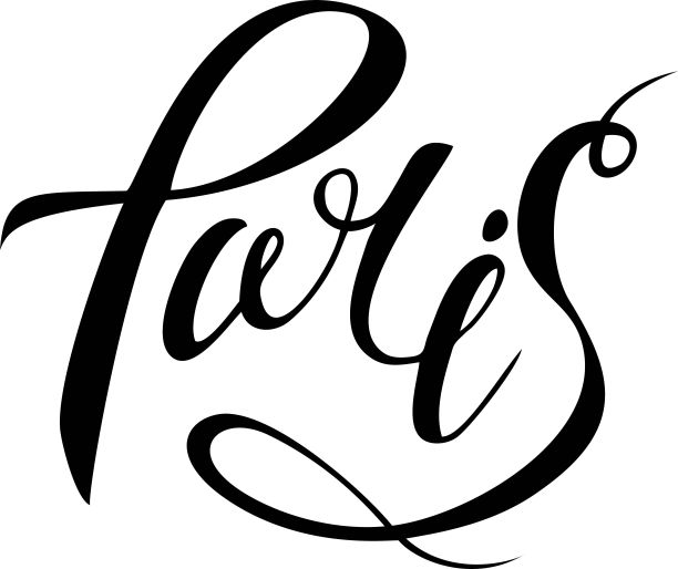 巴黎手绘矢量书法毛笔刻字。设计元素的卡片，横幅，传单，t恤印花孤立的白色背景。图片下载