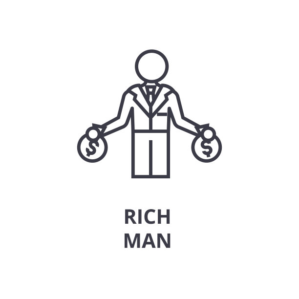 富人线条图标、轮廓符号、线性符号、矢量、平面插图图片下载