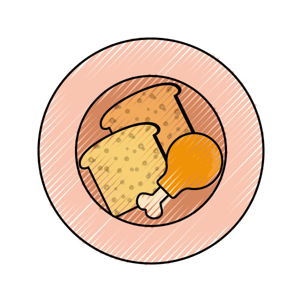 鸡腿和面包的图标图片下载