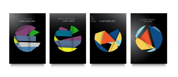 时髦的封面模板集与图形几何元素图片下载