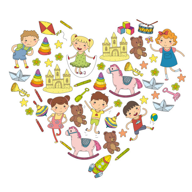 幼儿园幼儿园幼儿园教育与儿童涂鸦图案儿童玩耍和研究男孩和女孩孩子画图标空间，冒险，探索，想象概念图片下载