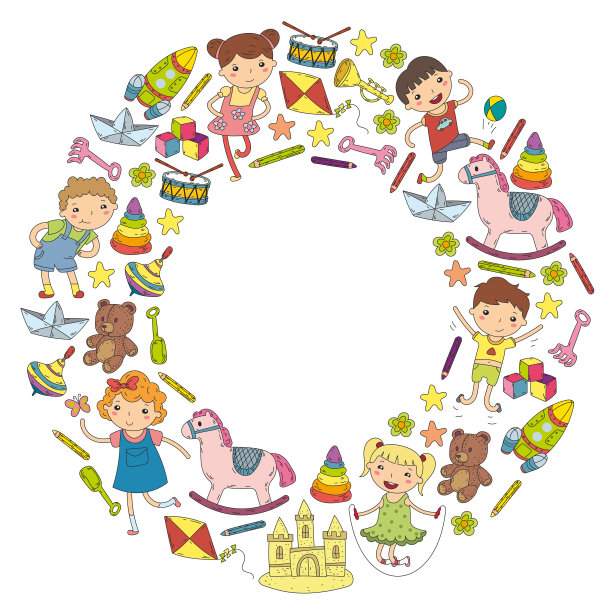 幼儿园幼儿园幼儿园教育与儿童涂鸦图案儿童玩耍和研究男孩和女孩孩子画图标空间，冒险，探索，想象概念图片下载