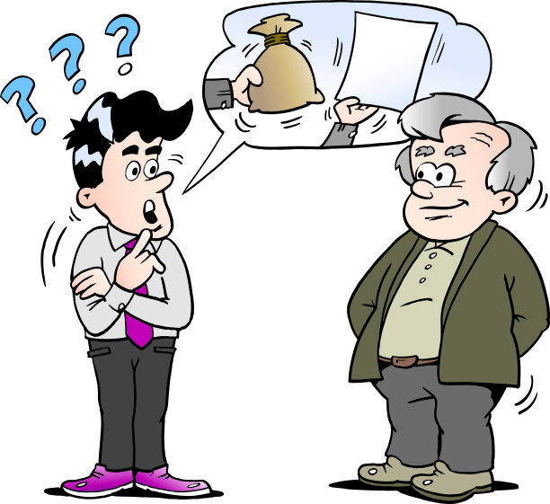 卡通矢量插图的销售人员给老年人投资建议图片下载