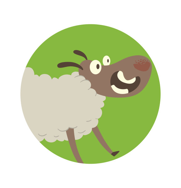 圆形的绿色框架，有趣的羊在某处奔跑素材图片