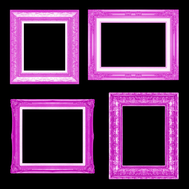 黑色背景上古老的紫色相框图片下载