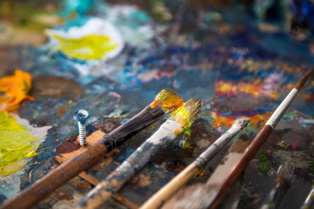 调色板上的油画混色素材图片