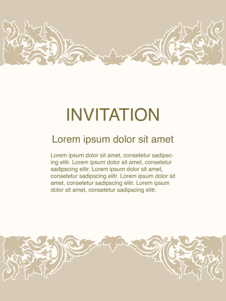 邀请模板，背景和框架边界矢量设计花卉装饰在复古艺术风格插图EPS 10图片下载