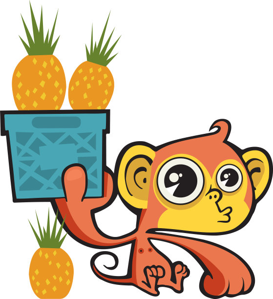 猴子菠萝图片下载