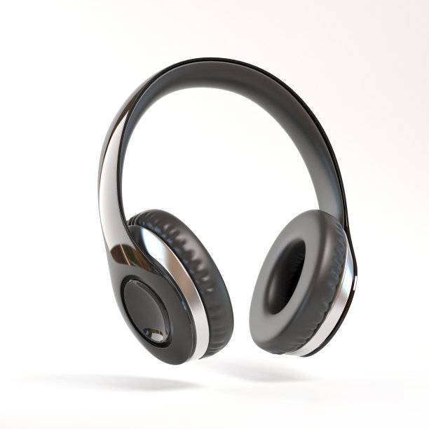 黑色耳机孤立的3d插图图片下载