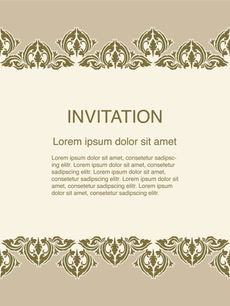 邀请模板，背景和框架边界矢量设计花卉装饰在复古艺术风格插图EPS 10图片下载