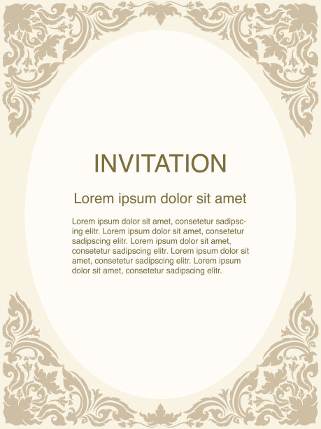 邀请模板，背景和框架边界矢量设计花卉装饰在复古艺术风格插图EPS 10图片下载
