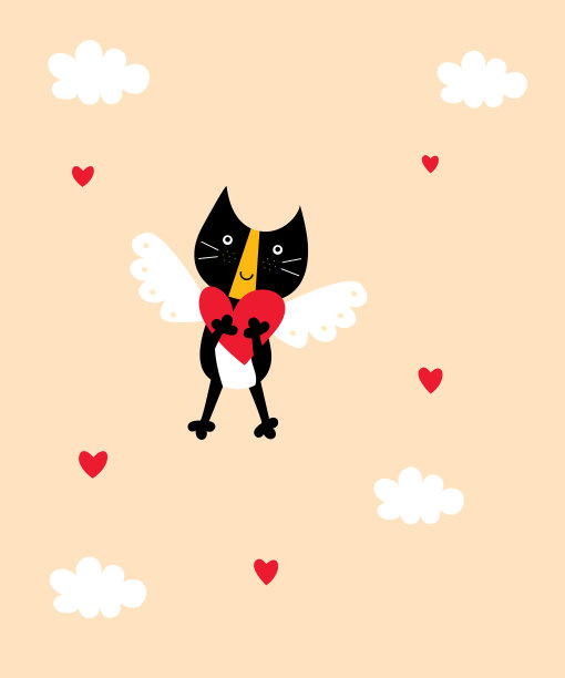 可爱小猫情人节贺卡矢量图片下载