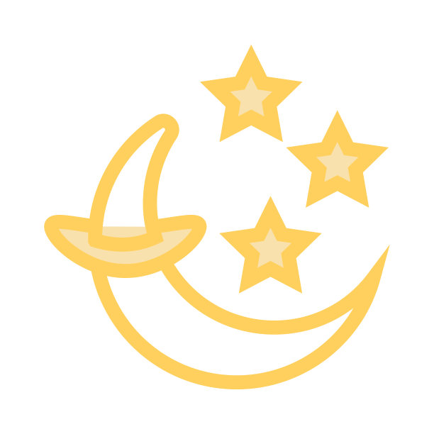 月亮和星星颜色线矢量图标图片下载