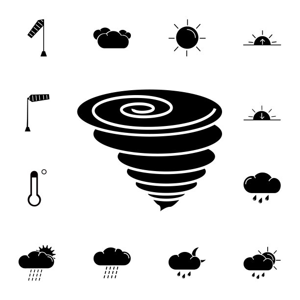 飓风图标。一套天气标志图标。高质量的图形设计。标志，轮廓符号的收集，简单的图标网站，网页设计，移动应用程序图片下载