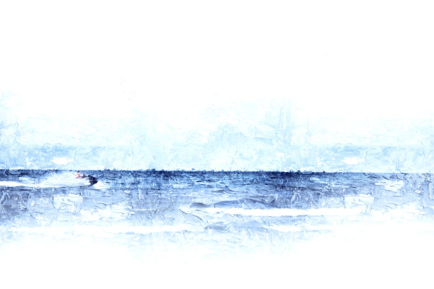 抽象美丽的海浪水海在油画水彩画的背景，数字图片转换成艺术。图片下载