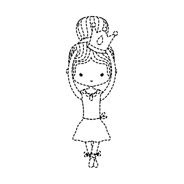 虚点形状的女孩与皇冠设计芭蕾舞图片下载