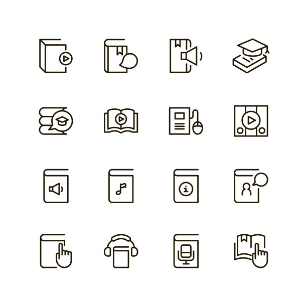 电子学习平面图标图片下载