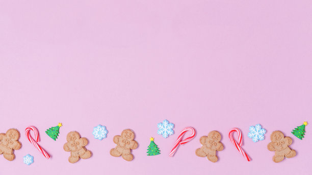 圣诞糖果图案背景。平铺假日概念图片下载