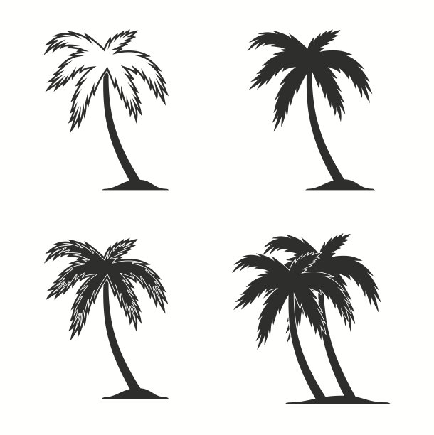 棕榈树图标集。图片下载