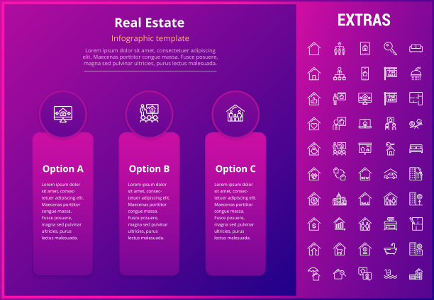 房地产信息图表模板，元素，图标图片下载