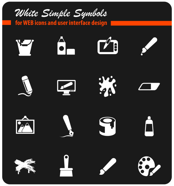 艺术白色图标集图片下载