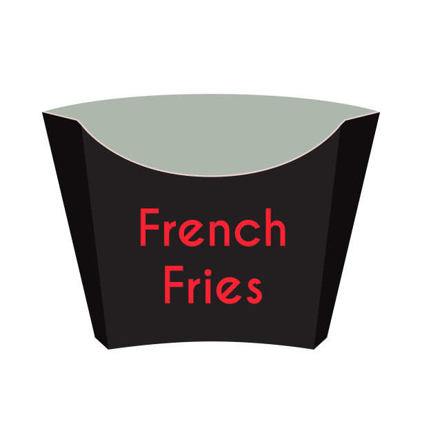 装炸薯条的纸盒。卡通平的风格。矢量图图片下载