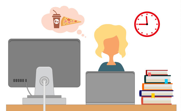 吃午饭的时候了。商人在工作场所准备休息一下。矢量插图孤立在白色背景图片下载