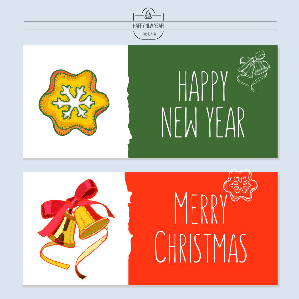 贺卡，矢量插图。新的一年里。手绘。图片下载