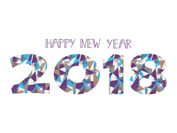 2018新年喜气洋洋的背景。用于演示、传单、传单、明信片和海报的元素。图片下载