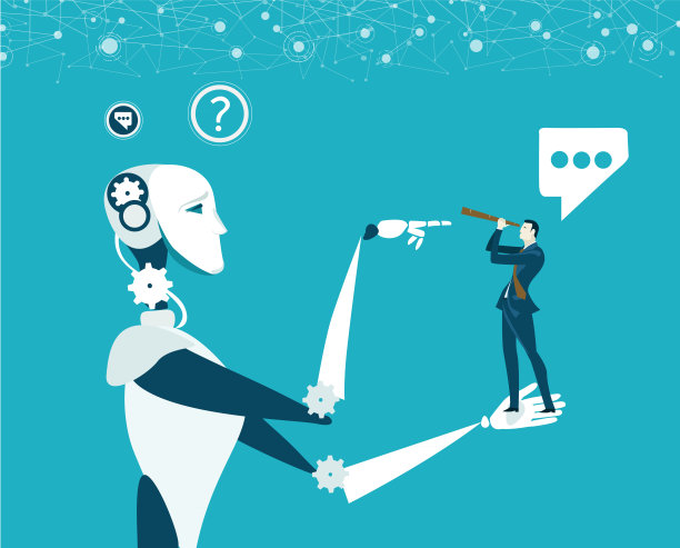 人类和机器人。人工智能新时代素材图片