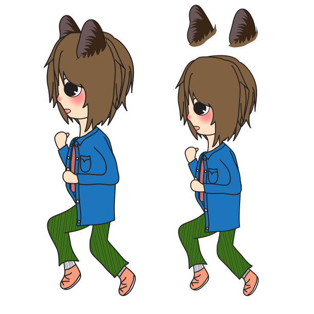 短头发女孩猫耳朵跑图片下载