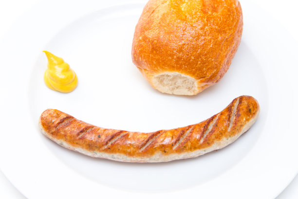 芥末香肠和面包图片下载