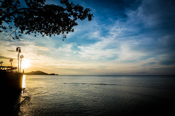 苏梅岛海滩日落美景素材图片